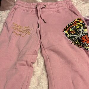Ed Hardy Kids Light Pink Joggers with Tiger Design